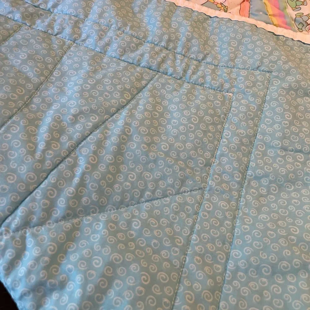 Vintage Quilted I Love You Clown Baby Blanket 39x30